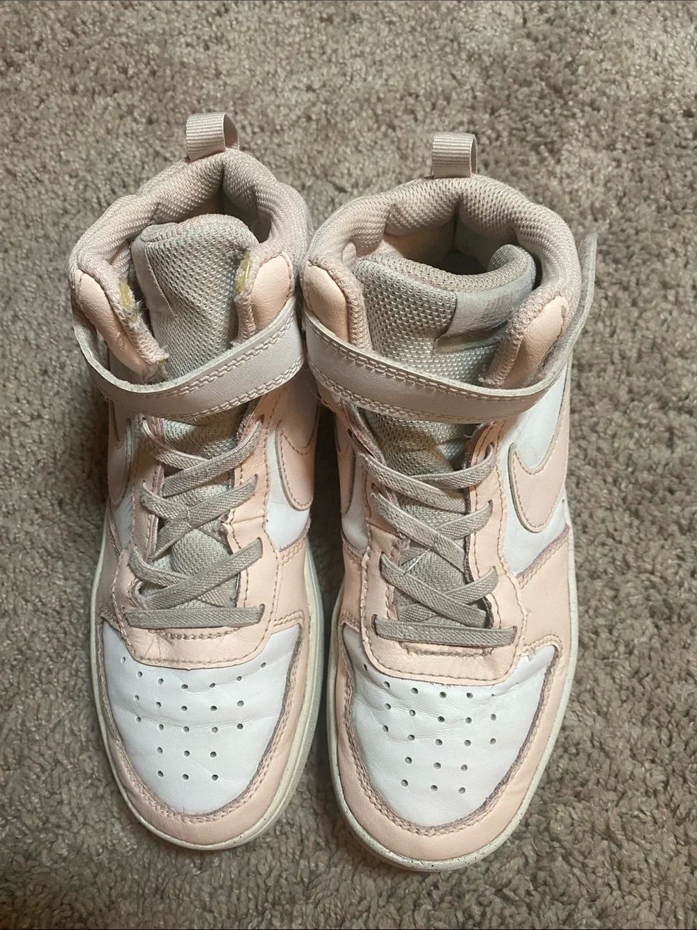 Nike Court Borough Hi Sneakers in Light Pink and White size 3Y